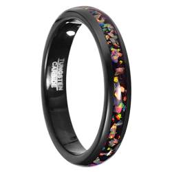 Vakki Männer/Frauen Ring Schwarz Wolfram mit Opal 4mm Kuppelring Modeschmuck Eheringe Partnerring Größe 60(19.1) von Vakki