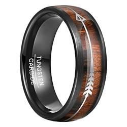 Vakki Männer Ring Holz 8mm Wolfram Partnerring mit Pfeil Bestes Geschenke für Weihnachten Valentinstag Größe 62(19.7) von Vakki