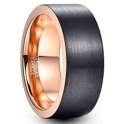 Vakki Matt Schwarz Wolframcarbid Eheringe Herren Damen 8mm Roségold Partnerringe Verlobungsringe Paarring Größe 54(17.2) von Vakki