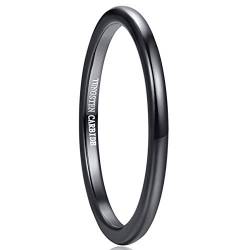 Vakki Ring Damen/Herren 2mm Eheringe Wolfram Schwarz Schmal Ring für Hochzeit Versprechen Jahrestag Größe 67.2(21.4) von Vakki