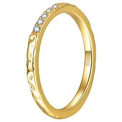 Vakki Sterling Silber 925 Ringe vergoldet 14K Gold Inlay 5 1,25mm Zirkonia Stapelbare Ringe für Frauen und Mädchen für Verlobung, Hochzeit und den täglichen Gebrauch, Größe 57(18.1) von Vakki