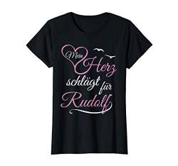 Damen Mein Herz Schlägt Für Rudolf Valentinstag Hochzeitstag T-Shirt von Valentinstag & Verlobung Partnerlook Geschenke