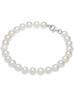 Valero Pearls Damen-Armband Hochwertige Süßwasser-Zuchtperlen in ca. 7-8 mm Oval weiß 925 Sterling Silber - Perlenarmband mit echten Perlen von Valero Pearls