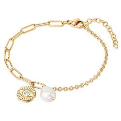 Valero Pearls Damen Armband aus Edelstahl mit Preciosa Süßwasser-Zuchtperle ca. 8,0 mm von Valero Pearls