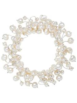 Valero Pearls Damen-Armband elastisch Hochwertige Süßwasser-Zuchtperlen in ca. 4-6 mm Barock weiß 19 cm - Perlenarmband mit echten Perlen 120320 von Valero Pearls