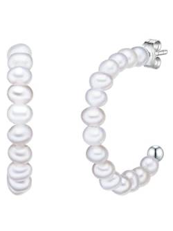 Valero Pearls Damen Creolen aus 925/- Sterling Silber mit Süßwasser-Zuchtperlen ca. 3,0-3,5 mm von Valero Pearls