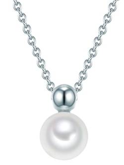 Valero Pearls Damen Kette aus 925/- Sterling Silber mit Süßwasser-Zuchtperle ca. 7,0-8,0 mm von Valero Pearls