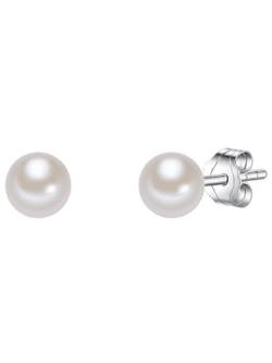 Valero Pearls Damen-Ohrstecker Hochwertige Süßwasser-Zuchtperlen in ca. 5 mm Rund weiß 925 Sterling Silber - Perlenohrstecker mit echten Perlen 186120 von Valero Pearls