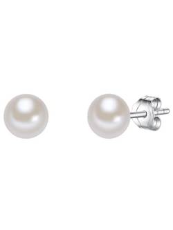 Valero Pearls Damen-Ohrstecker Hochwertige Süßwasser-Zuchtperlen in ca. 6 mm Button weiß 925 Sterling Silber - Perlenohrstecker mit echten Perlen 181130 von Valero Pearls