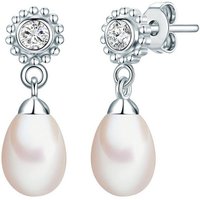 Valero Pearls Perlenohrringe Ohrstecker, Sterling Silber, Zirkonia, Süßwasserzuchtperle von Valero Pearls