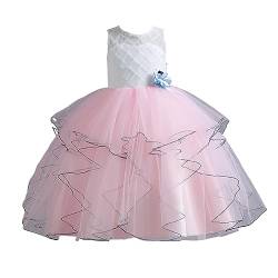 Valin Blumensmädchenkleid Prinzessin Kleid Rosa Festliches Kinder Mädchen Kleid Ohne Arm Volants Tüll Party Festliche Hochzeit Kleid 13-14 Jahre,V358 von Valin