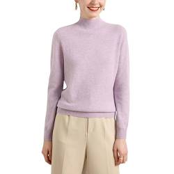 Valin Damen 95% Kaschmir Pullover Violett Stehkragen Langarm Strickpullover Kaschmir Wolle Einfarbige Relaxed Dünner Pullover,42,MZ2221 von Valin