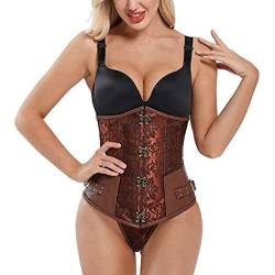 Valin Damen Braun Vintage Korsage Korsett Shapewear Gothic Korsett Mit Stahlknochen Schnüren Corsage,42-44,C751 von Valin