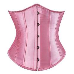 Valin Damen Große Größen Schnürt Sich Corsage Korsett Unterbrust G-String Top Korsett Kunststoff entbeint,C120-1,Rosa,XL von Valin