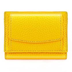 VALINK Damen Leder RFID Blockierung Kartenhalter Anti-Entmagnetisierung Pocket Mini Wallet Ultra Dünn Visitenkartenhalter für Frauen Kurze Brieftasche Gelb von Valink