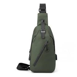 VALINK Sling Brusttasche mit USB-Aufladung, tragbare Pendeltasche, Einkaufstasche für Wandern, Radfahren, Reisen, Outdoor, für Männer und Frauen, armee-grün von Valink