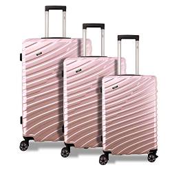 Valis® 3-teiliges Reisekoffer-Set M-L-XL Gepäck-Set Koffer 4 Rollen mit Zahlenschloss, Rosegold von Valis