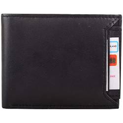 Herren-Geldbörse aus weichem Nappaleder, doppelt gefaltet, RFID-Geldbörse mit abnehmbarem Kartenetui, Schwarz , Einheitsgröße von Valita