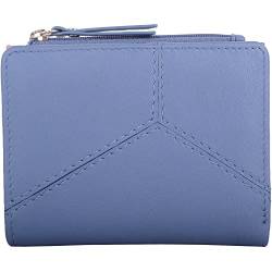 Valita Kleine handliche Damen-Geldbörse aus echtem, weichem Leder mit geometrisch getäfelten RFID-Geldbörsen – Blau/Rouge von Valita