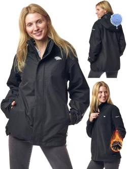 Valkental - Wasserdichte 3in1 Jacke Damen - Mit Fleece Zipp-In & Verstaubarer Kapuze - Geeignet als Winterjacke, Regenjacke & Fahrradjacke von Valkental