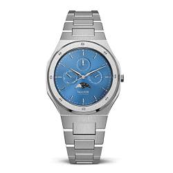 Valuchi Luxus Mode Herren Mondkalender Mechanische Automatik Tag & Nacht Anzeige Saphirglas Edelstahl wasserdichte Uhr mit Datum (Silberblau) (Silberblau) von Valuchi