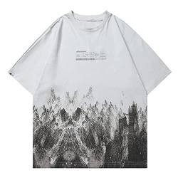 Vamtac Harajuku-T-Shirt für Herren, Vintage-Grafik, locker, übergroß, kurzärmelig, Streetwear, lässiges Oberteil, ästhetisches T-Shirt, 07-grau, XL von Vamtac