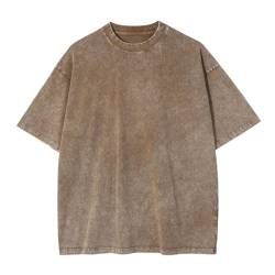 Vamtac Herren Baumwolle T-Shirts Oversized Half Kurze Ärmel Casual Lose Solid Streetwear Tee Tops, A-sandfarben, L von Vamtac
