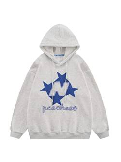 Vamtac Herren Kapuzen-Sweatshirt Fleece Hoodie Anime Cartoon Print Oversize Pullover für Damen und Herren, 24 - Grau, X-Small von Vamtac