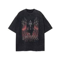 Vamtac Herren Oversized Graphic Tee, Ästhetisches Kurzarmshirt Casual Lose Sommer Streetwear Top Hipster Gedruckt Y2K, Aot-Black, M von Vamtac