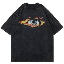 Vamtac Herren Oversized Graphic Tees Y2k Vintage Graffiti Tie Dye Kurzarm Shirts Streetwear Sommer Tops T-Shirt Unisex, G1-schwarz, XL von Vamtac