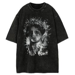 Vamtac Herren Oversized Graphic Tees Y2k Vintage Graffiti Tie Dye Kurzarm Shirts Streetwear Sommer Tops T-Shirt Unisex, G2-schwarz, XL von Vamtac