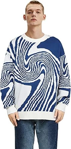 Vamtac Herren Rundhals Langarm Pullover Oversize Casual Cartoon Pullover Unisex Streetwear, 32-blau, Medium von Vamtac