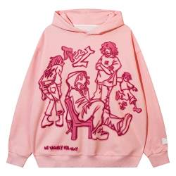 Vamtac Y2k Herren-Kapuzenpullover, Streetwear, Hip-Hop, modisch, übergroßer Kapuzenpullover, Unisex, 01a-Rosa, Medium von Vamtac