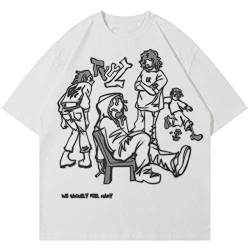 Vamtac Y2k Oversized Graphic Tees Vintage T-Shirts für Männer und Frauen Streetwear Unisex T-Shirts, A1-Weiß, M von Vamtac