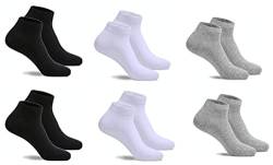 Van Der Rich - (6x Paar Sneaker Socken Baumwolle Schwarz & Weiß Von Klein bis Groß - Damen - Herren (39-41, 2xSchwarz + 2xWeiß + 2xGrau) von Van Der Rich