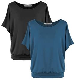 Van Der Rich ® - (2 Stück Tshirt Tops Oberteile Kurzarm Bluse - Damen (NDenim, L) von Van Der Rich