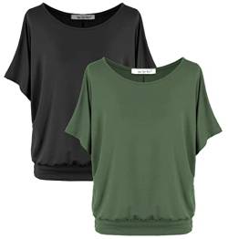 Van Der Rich ® - (2 Stück Tshirt Tops Oberteile Kurzarm Bluse - Damen (NKhaki, L) von Van Der Rich