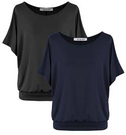 Van Der Rich ® - (2 Stück Tshirt Tops Oberteile Kurzarm Bluse - Damen (NMarine, XL) von Van Der Rich