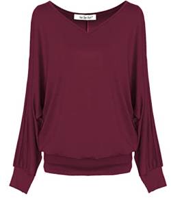 Van Der Rich ® - Basic Tops Bluse mit Langen Ärmeln - Damen (ML-Bordeaux, M) von Van Der Rich