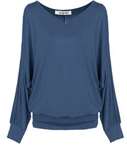 Van Der Rich ® - Basic Tops Bluse mit Langen Ärmeln - Damen (ML-Denim, XXL) von Van Der Rich