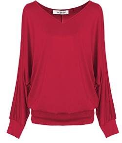 Van Der Rich ® - Basic Tops Bluse mit Langen Ärmeln - Damen (ML-Rot, XXL) von Van Der Rich