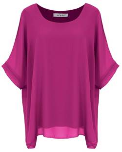 Van Der Rich ® - Bluse aus Mousseline mit Innenfutter - Damen (Fuchsia, M-L) von Van Der Rich