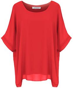 Van Der Rich ® - Bluse aus Mousseline mit Innenfutter - Damen (Rot, M-L) von Van Der Rich