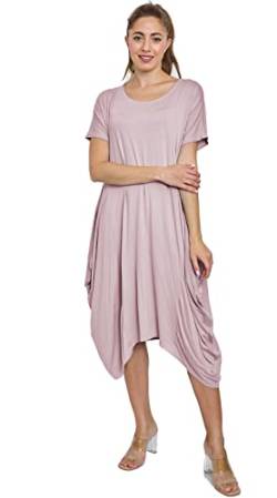 Van Der Rich ® - Kleid mit kurzem Ärmel, Fledermaus-Stil am unteren Rand des Kleides - Damen (Rosa, One Size) von Van Der Rich