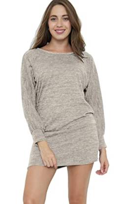 Van Der Rich ® - Minikleid Pullover im Oversize-Stil mit Fledermausärmeln - Damen (Beige, M-L) von Van Der Rich