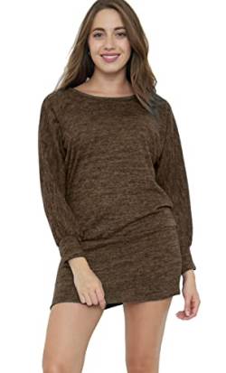Van Der Rich ® - Minikleid Pullover im Oversize-Stil mit Fledermausärmeln - Damen (Schokolade, M-L) von Van Der Rich