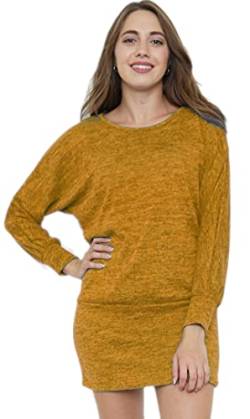 Van Der Rich ® - Minikleid Pullover im Oversize-Stil mit Fledermausärmeln - Damen (Senf, L-XL) von Van Der Rich