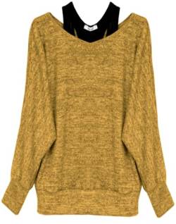 Van Der Rich ® - Oversize Oberteile Tshirt/Pullover (2 Stück) - Damen (XL, Senf Pullover) von Van Der Rich