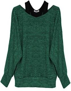 Van Der Rich ® - Oversize Oberteile Tshirt/Pullover (2 Stück) - Damen (XXL, Grün Pullover) von Van Der Rich