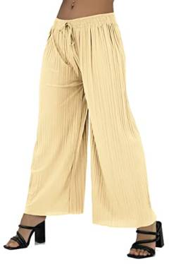 Van Der Rich ® - Palazzo Hose mit Elastischem Bund - Damen (Beige, One Size) von Van Der Rich